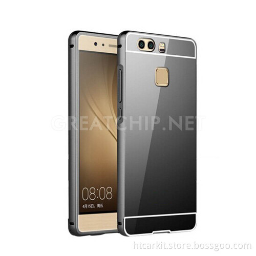 Luxury Metal Frame Mirror Phone Case,Rhinestone transparent Soft TP Case For Huawei V8